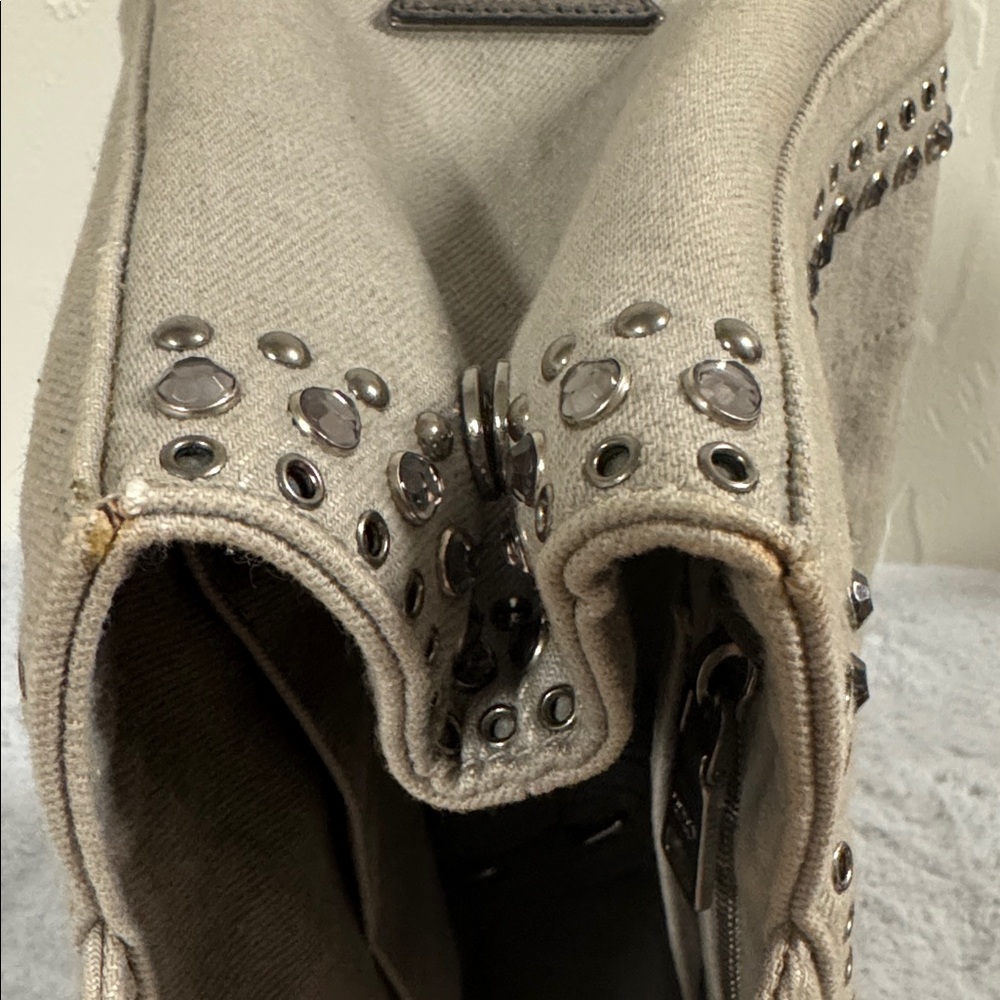 Prada Grey Denim Studded Canapa - Picture 10 of 11